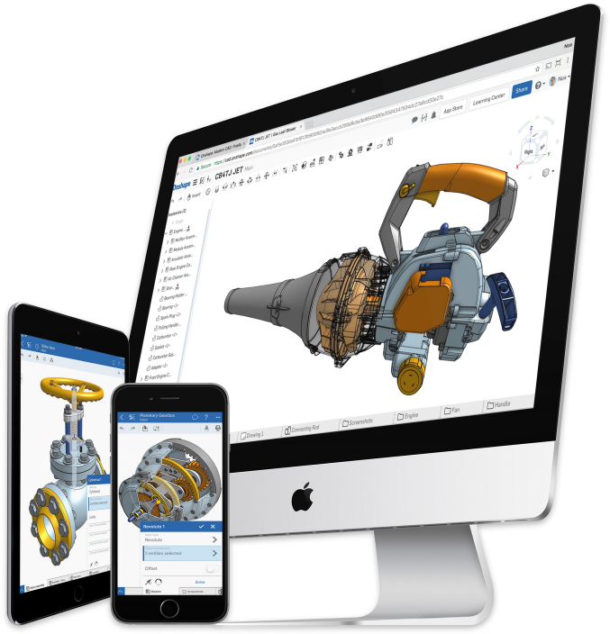 The power and services of Onshape on the web, tablet, and mobile.